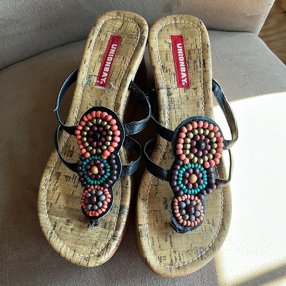 Union bay wedge beaded sandals. Size 7.5